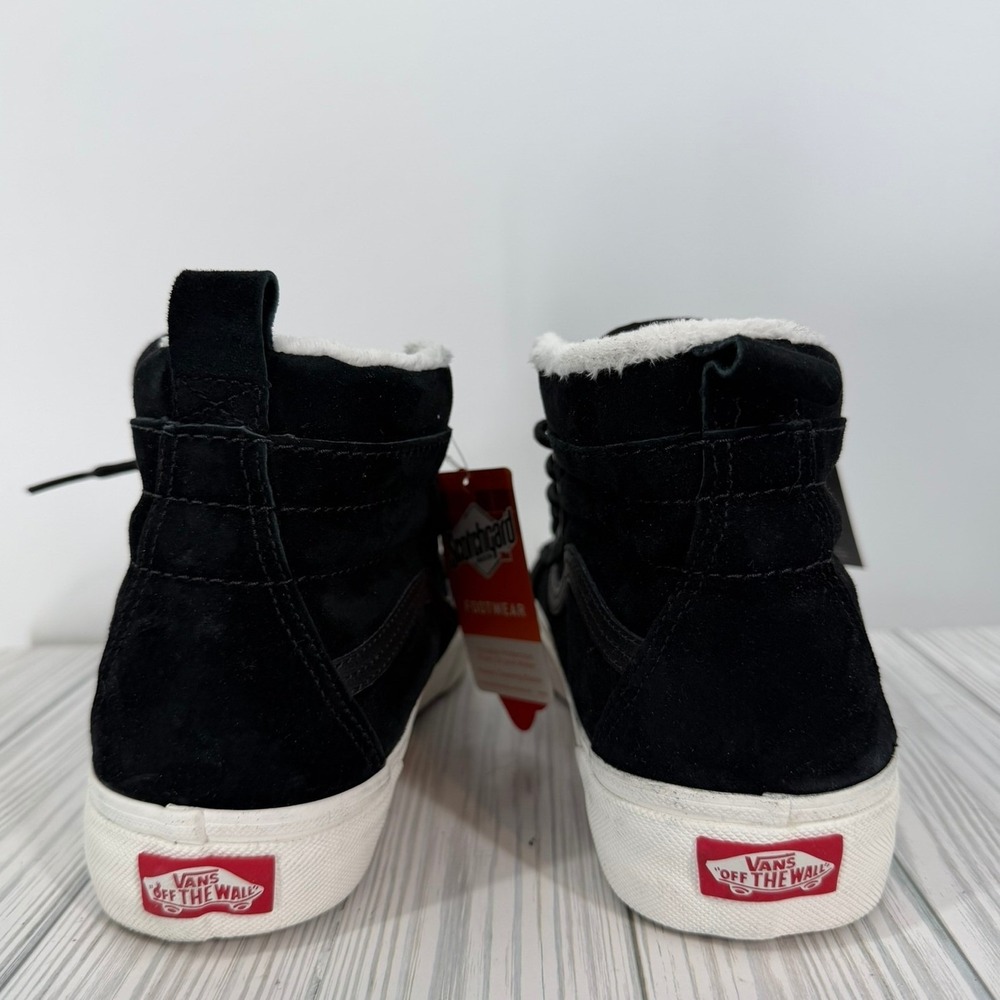 Vans Sk8-Hi All Weather Black Suede Faux Fur High Top Wmn 8.5/Men 7 NEW UNISEX - Picture 5 of 8